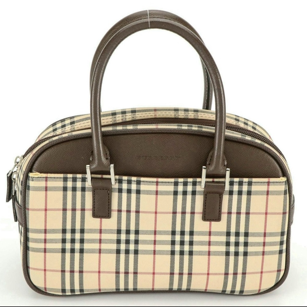 Burberry Tan and Brown Checkered Satchel